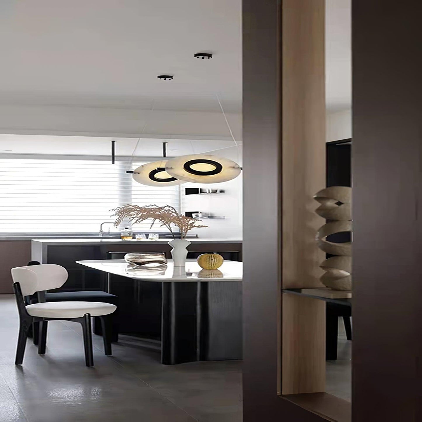 Imirila Disc Shaped Glass Alabaster Pendant Light