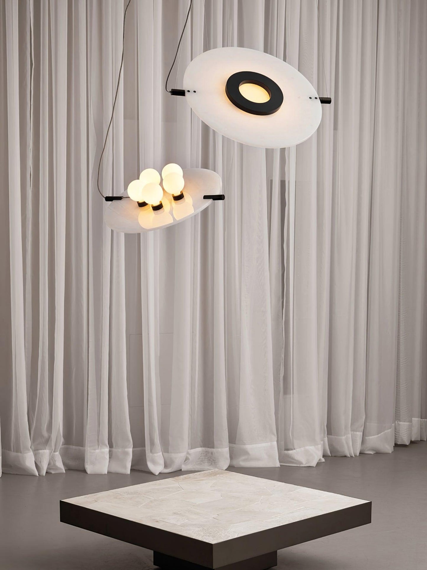 Imirila Disc Shaped Glass Alabaster Pendant Light