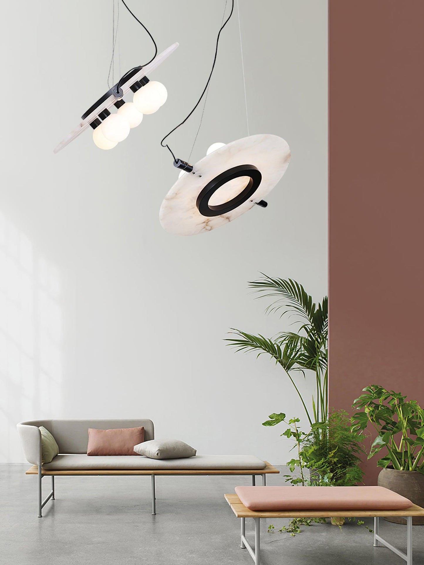 Imirila Disc Shaped Glass Alabaster Pendant Light
