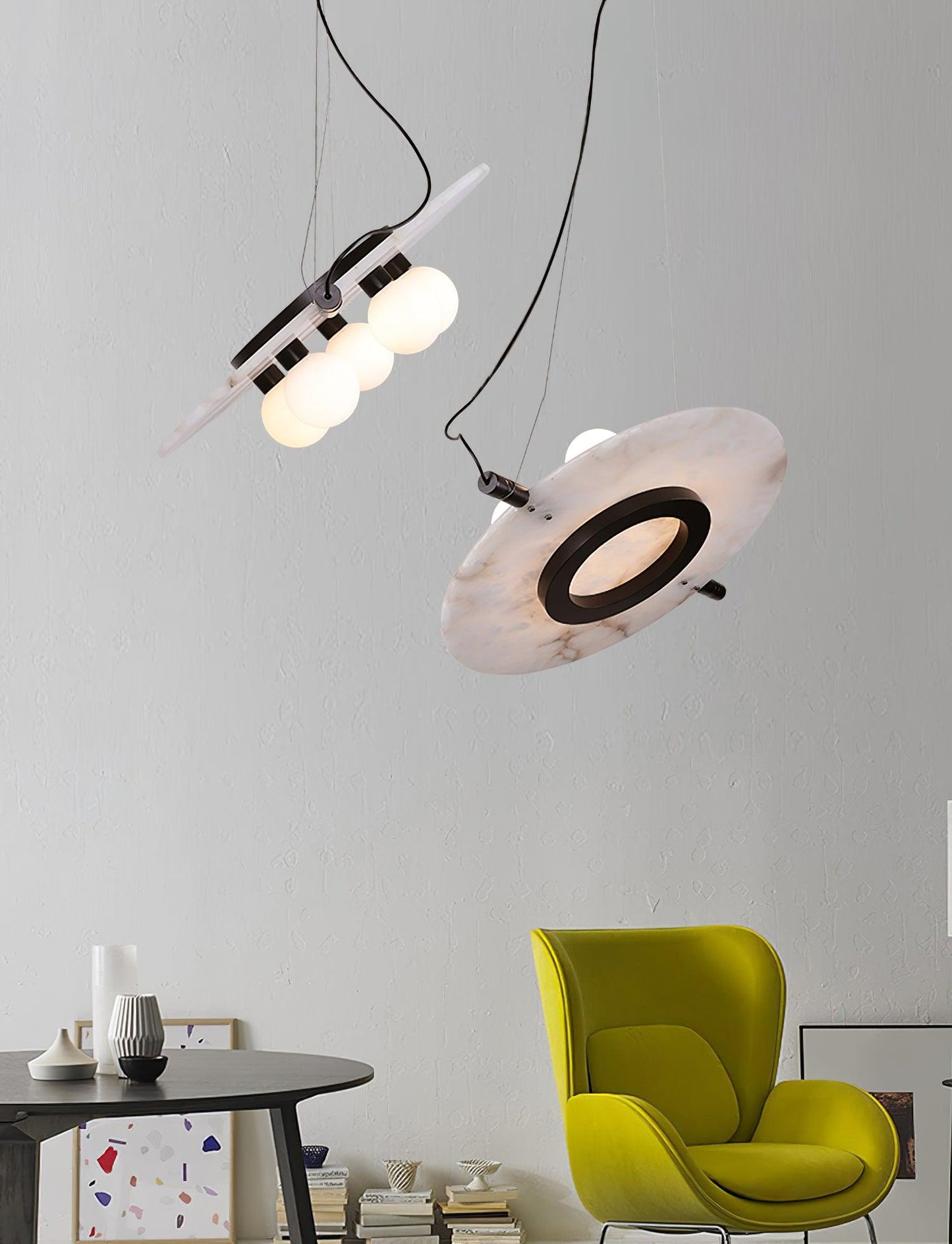 Imirila Disc Shaped Glass Alabaster Pendant Light