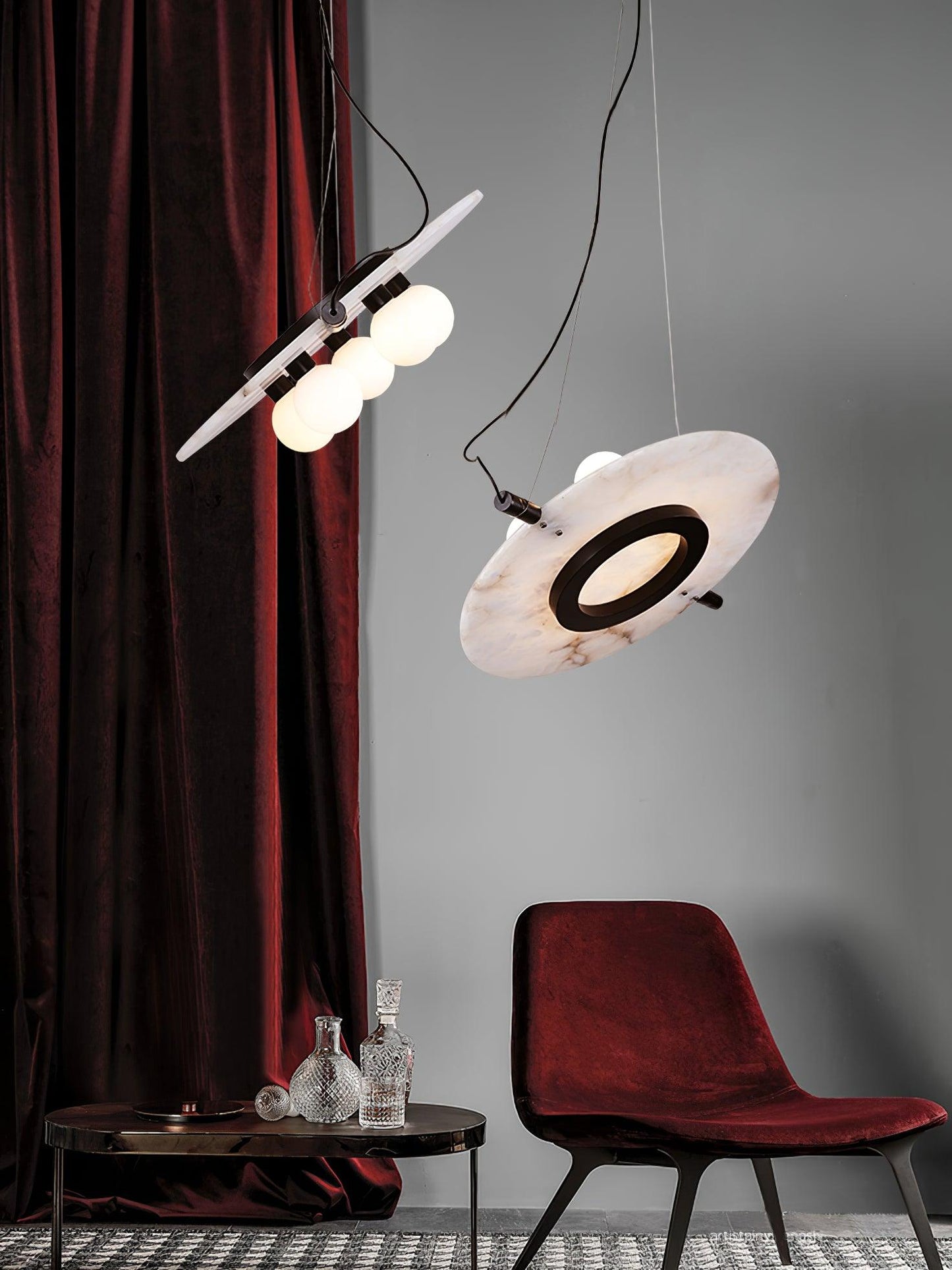 Imirila Disc Shaped Glass Alabaster Pendant Light