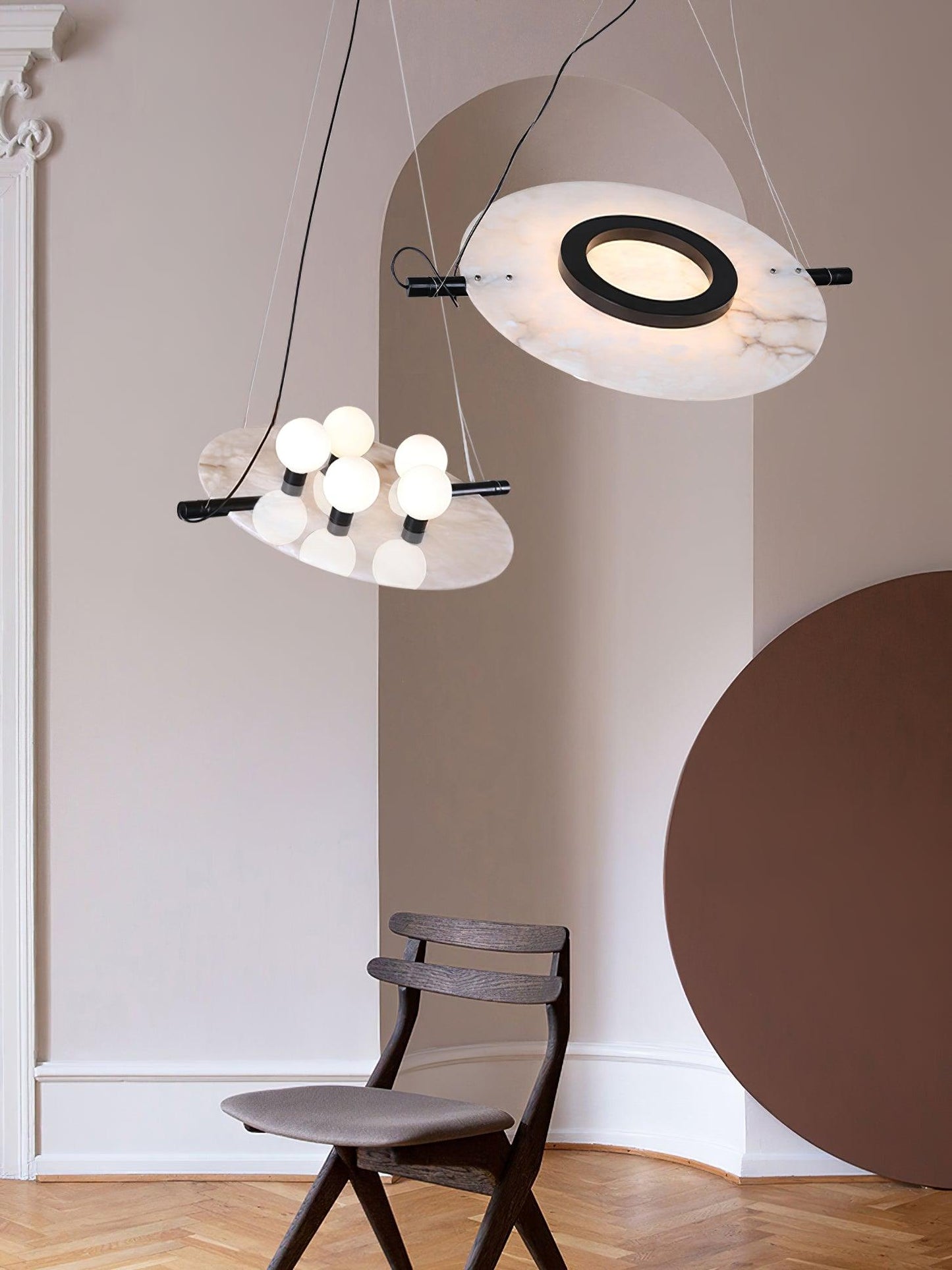 Imirila Disc Shaped Glass Alabaster Pendant Light