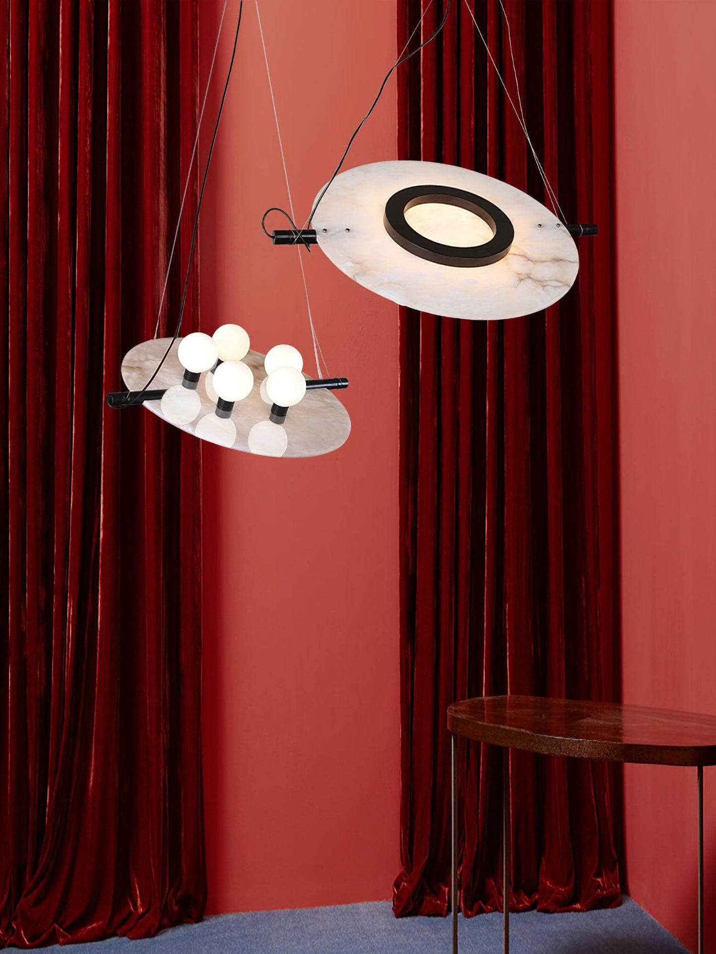 Imirila Disc Shaped Glass Alabaster Pendant Light