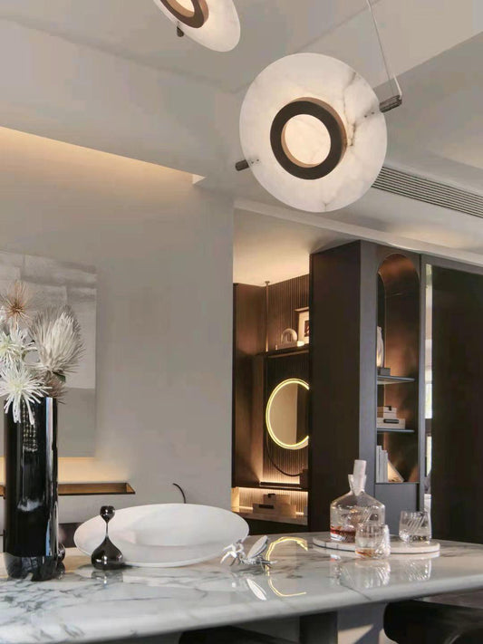 Imirila Disc Shaped Glass Alabaster Pendant Light