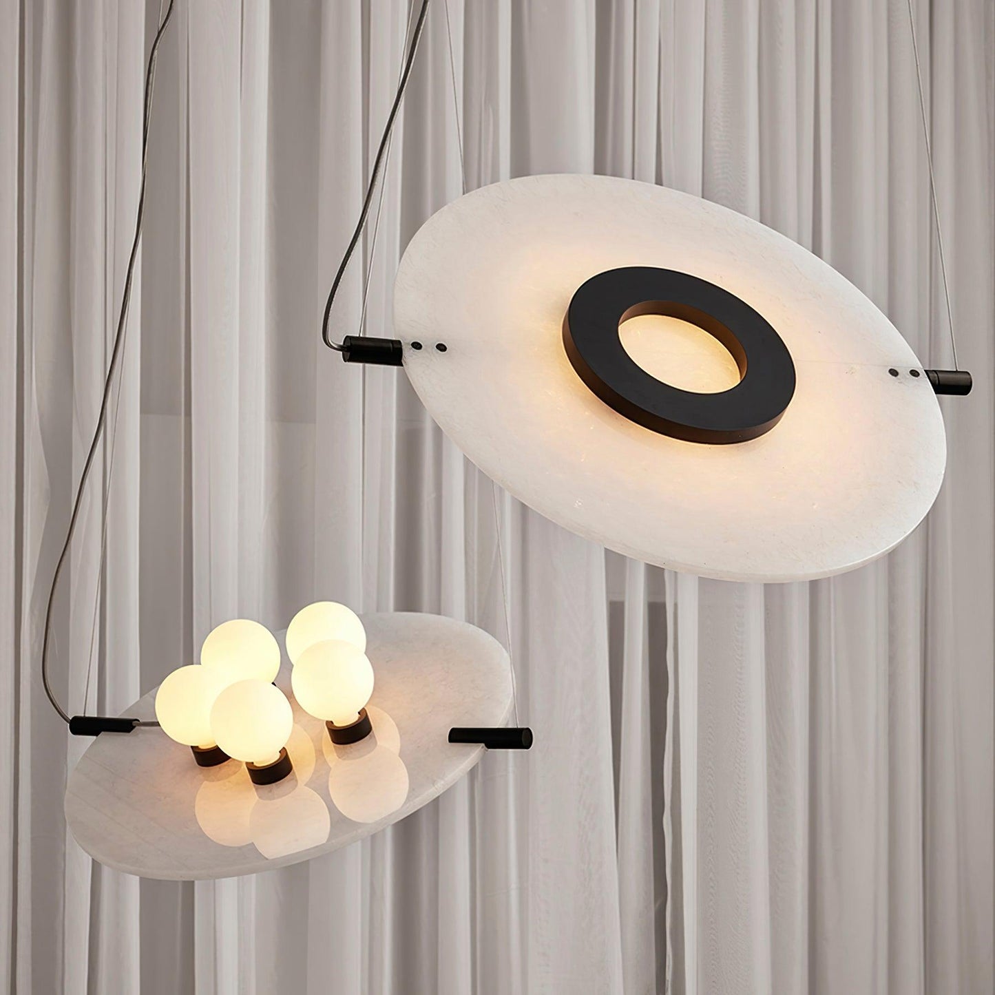 Imirila Disc Shaped Glass Alabaster Pendant Light