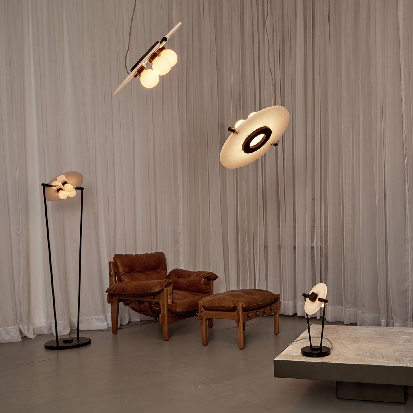Imirila Disc Shaped Glass Alabaster Pendant Light