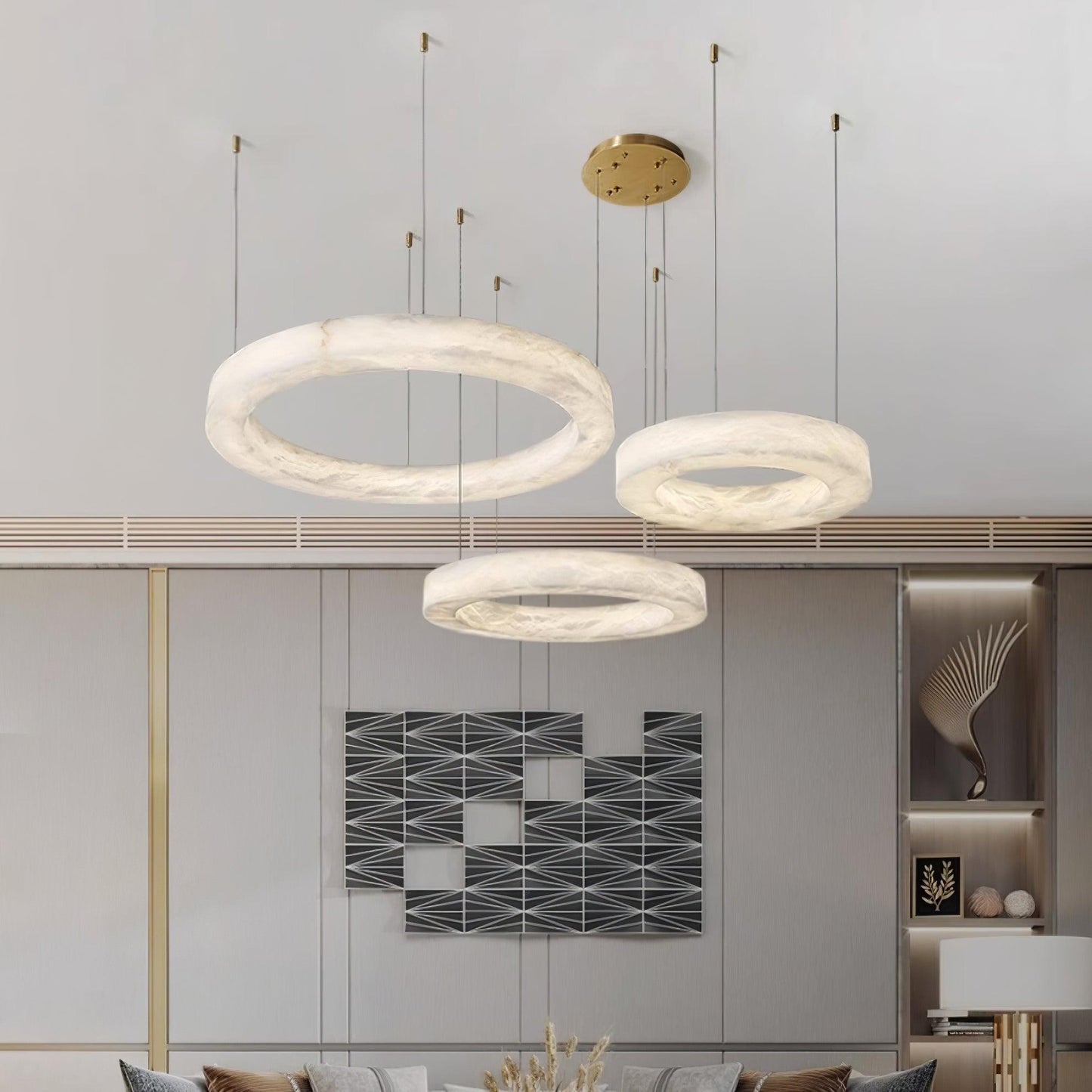 Olloros Alabaster Multi-ring Pendant Light