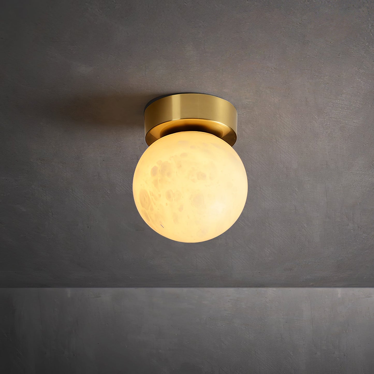 Otheyra Globe Brass Alabaster Ceiling Light