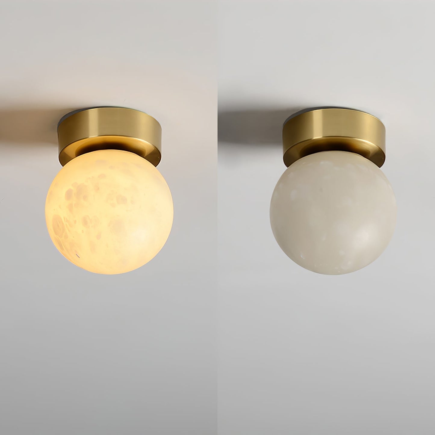 Otheyra Globe Brass Alabaster Ceiling Light