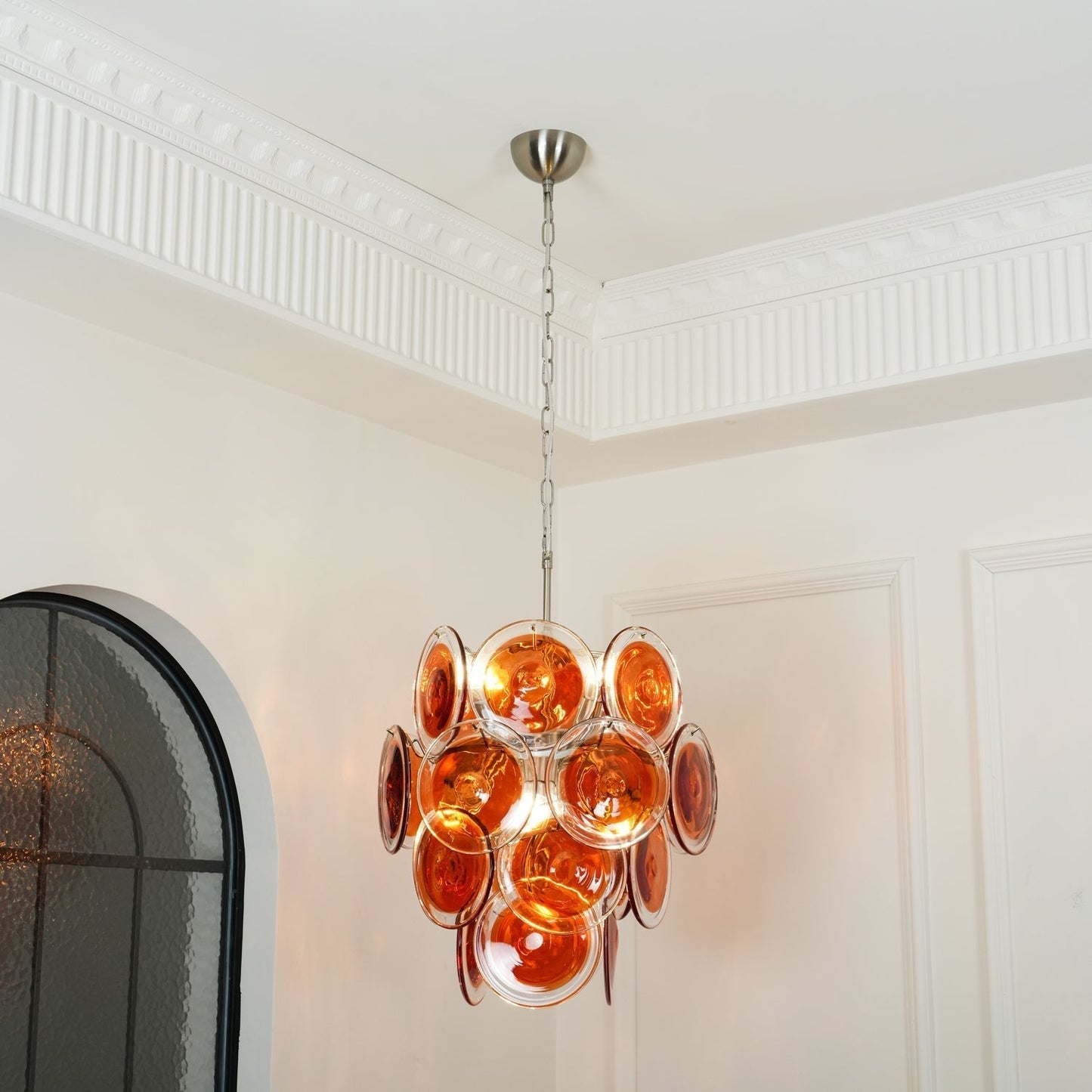Aurora Chandelier Murano Orange Glass