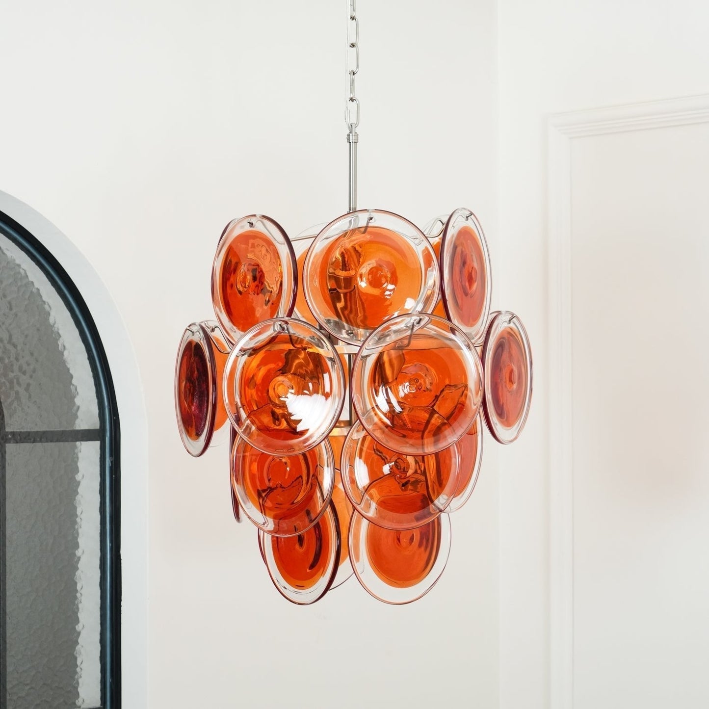 Aurora Chandelier Murano Orange Glass