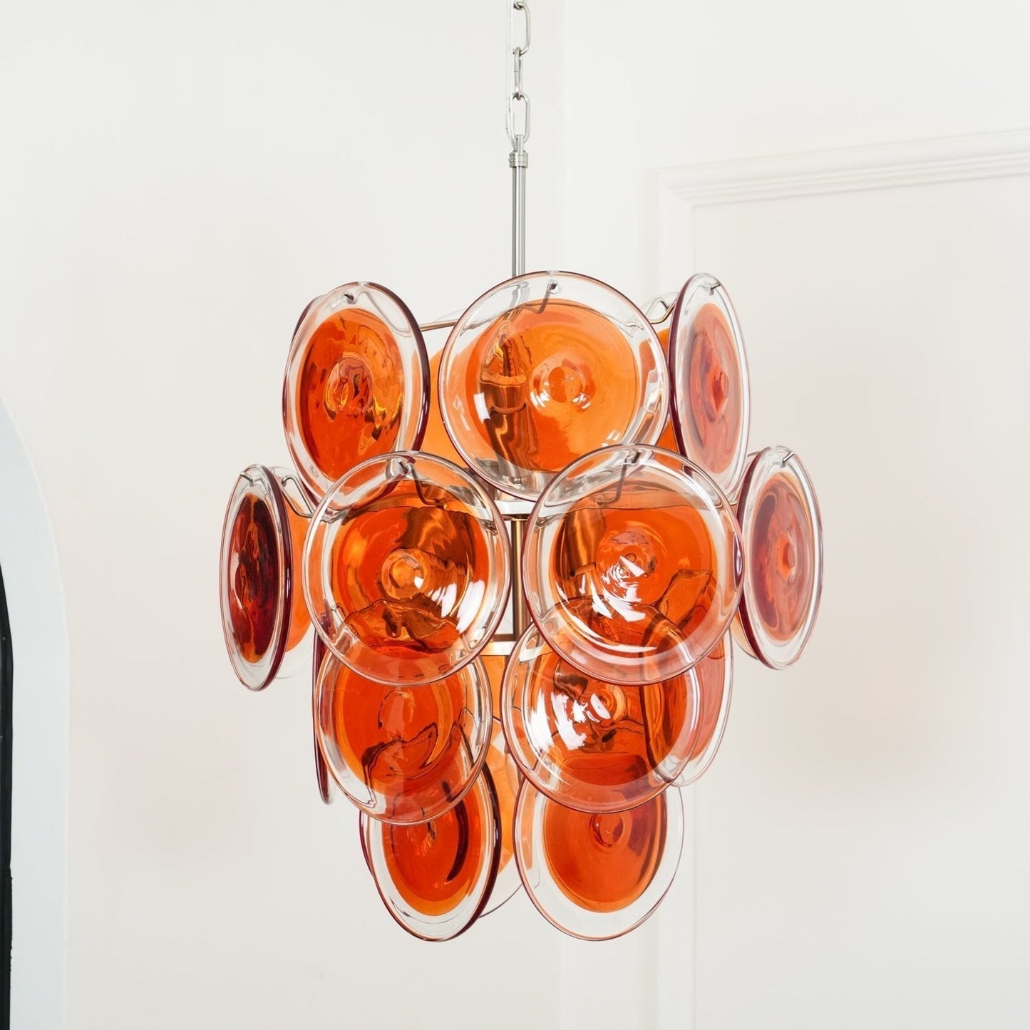 Aurora Chandelier Murano Orange Glass