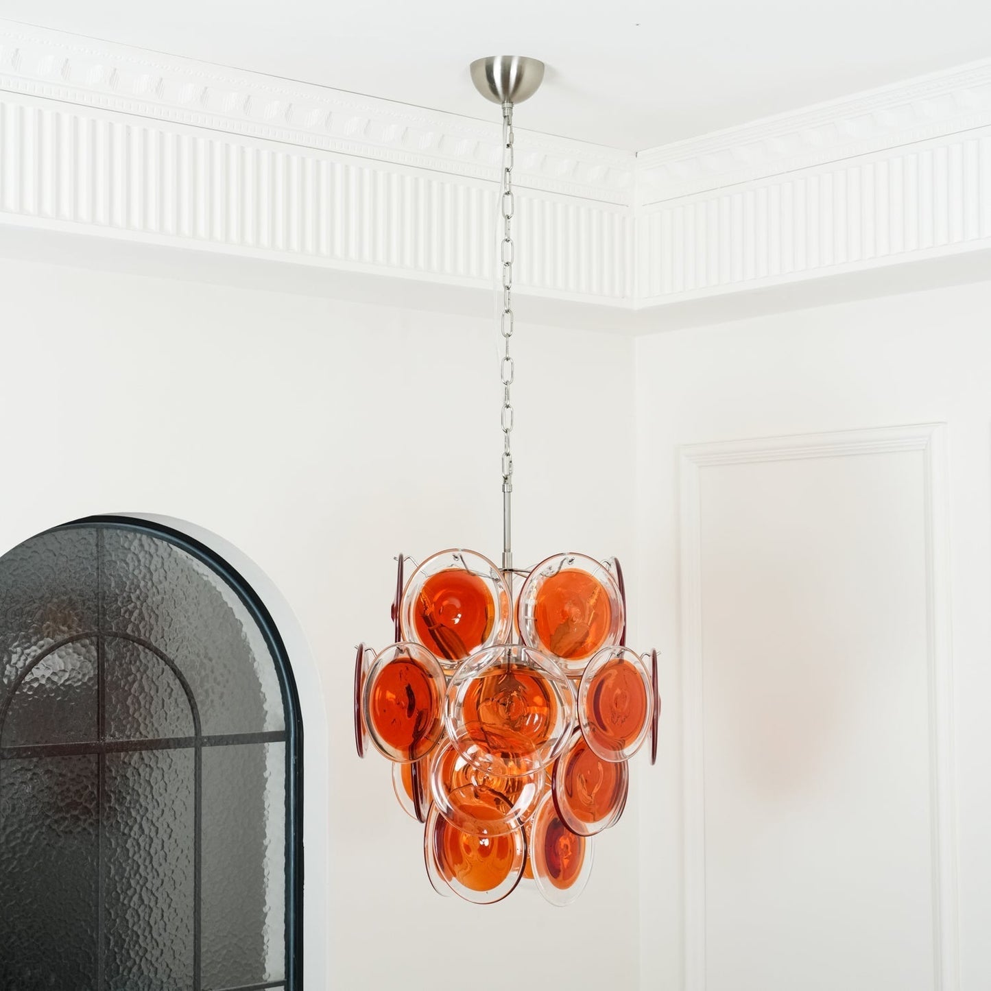 Aurora Chandelier Murano Orange Glass