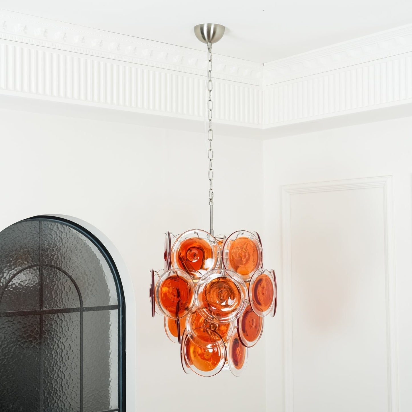 Aurora Chandelier Murano Orange Glass