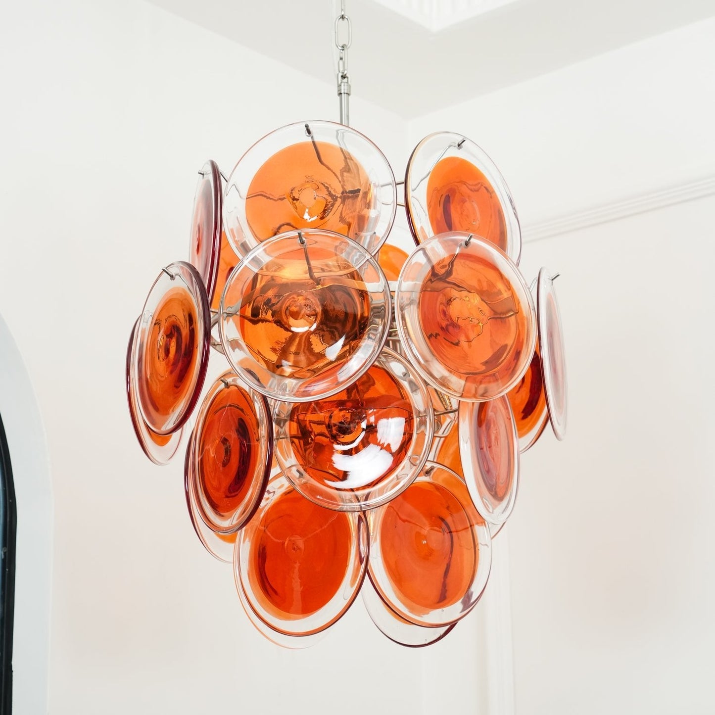 Aurora Chandelier Murano Orange Glass