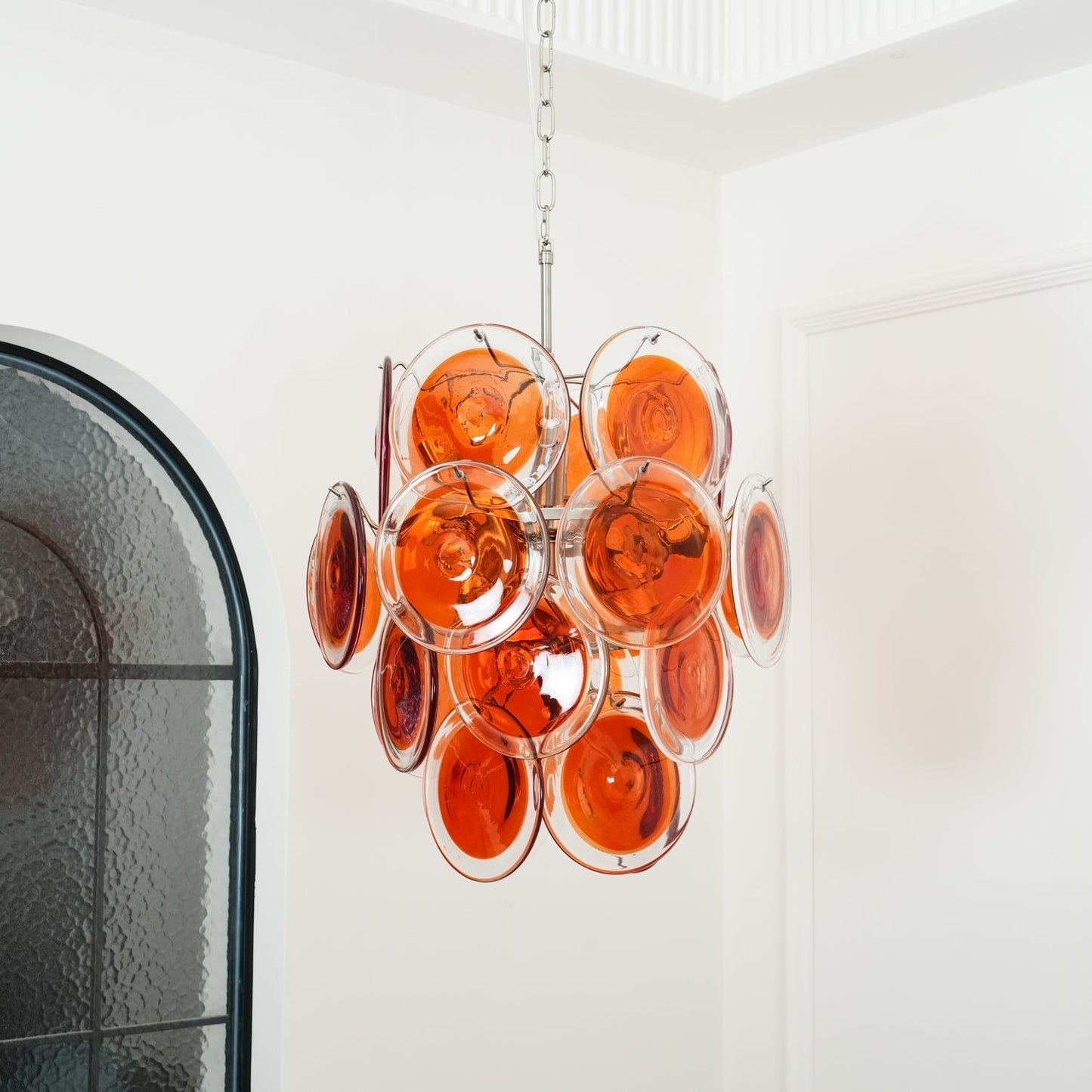 Aurora Chandelier Murano Orange Glass