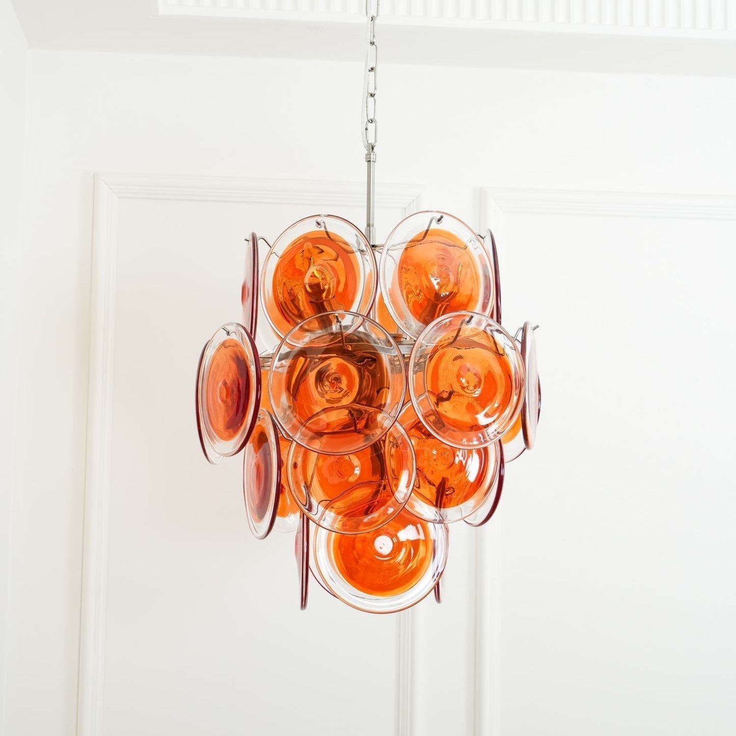 Aurora Chandelier Murano Orange Glass