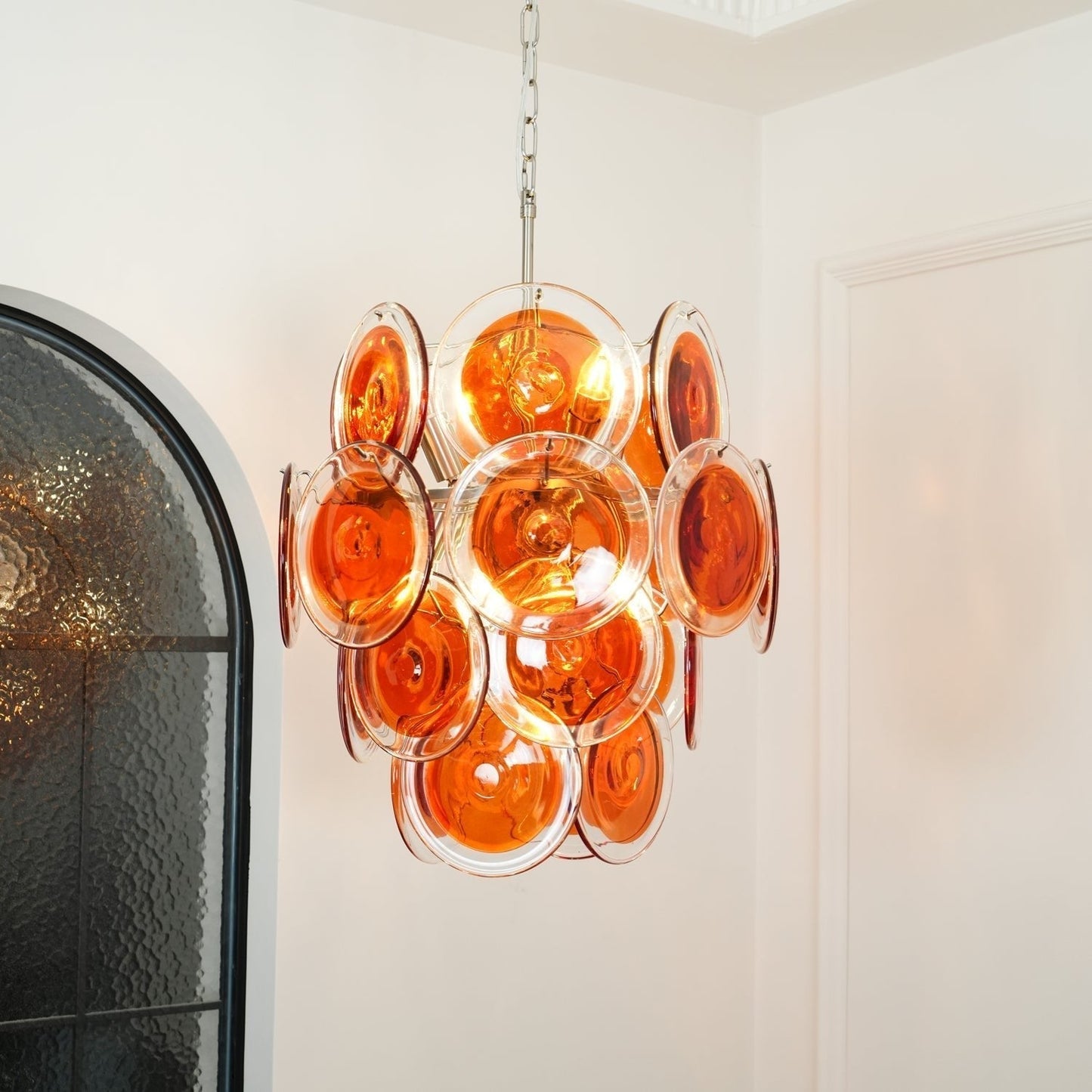 Aurora Chandelier Murano Orange Glass