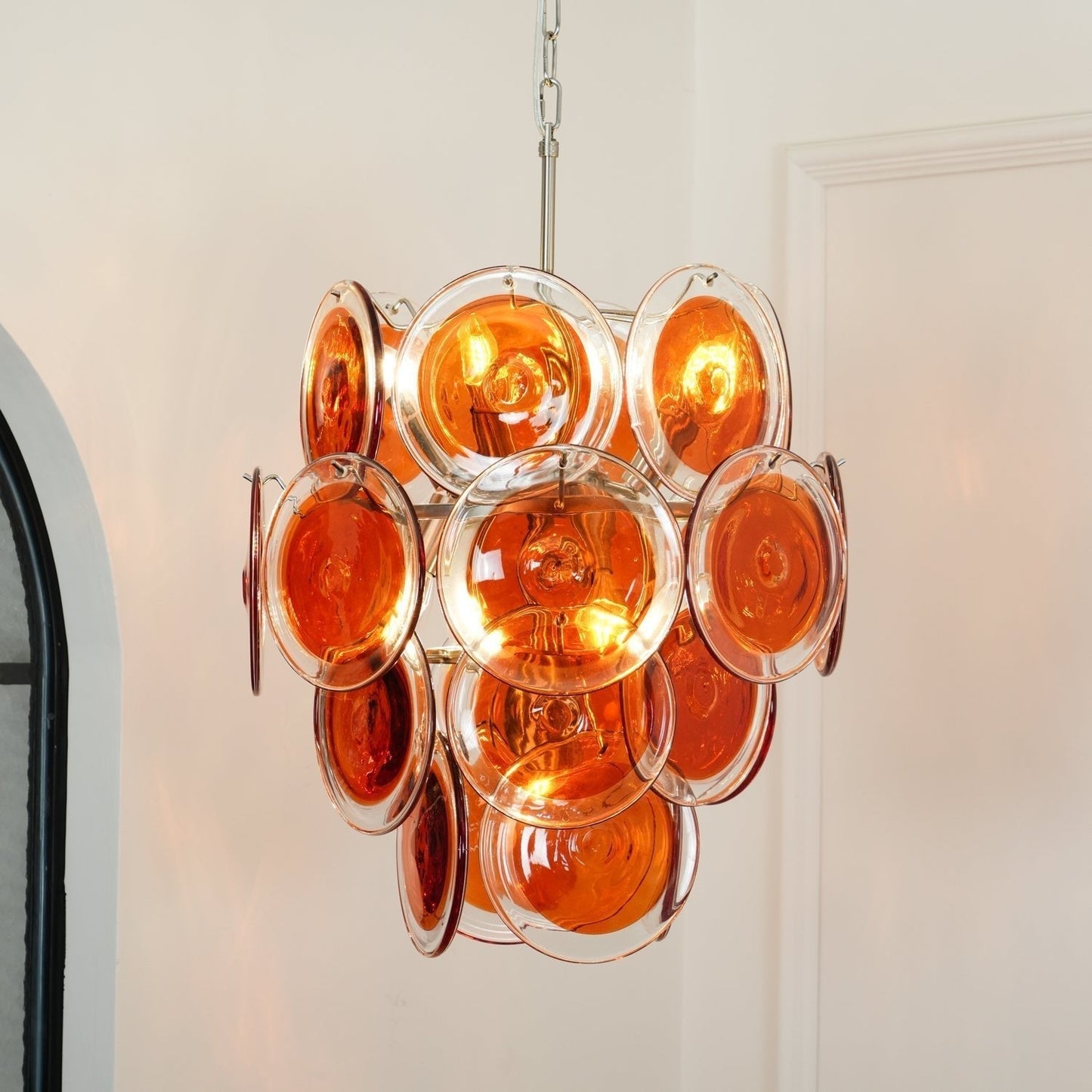 Aurora Chandelier Murano Orange Glass