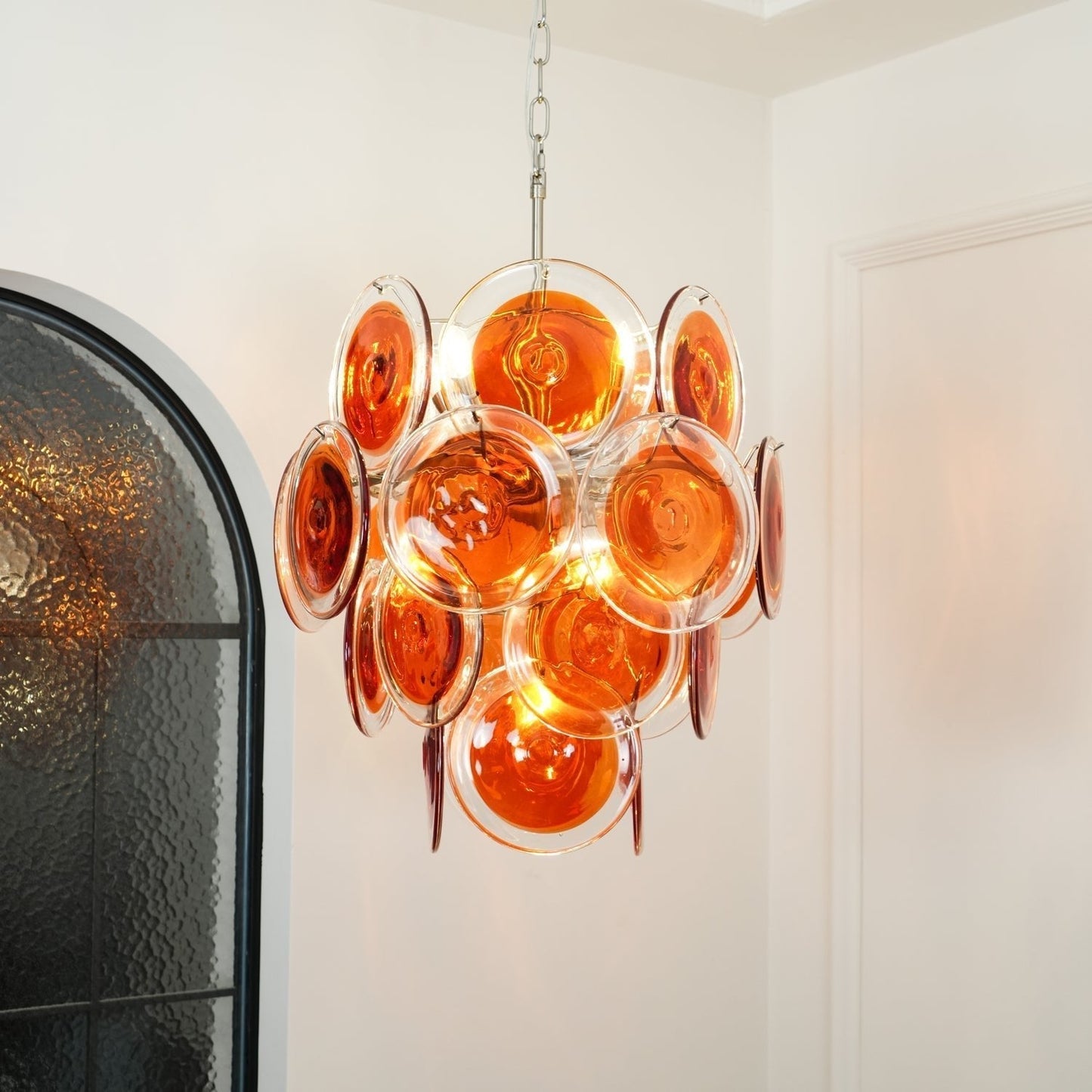 Aurora Chandelier Murano Orange Glass