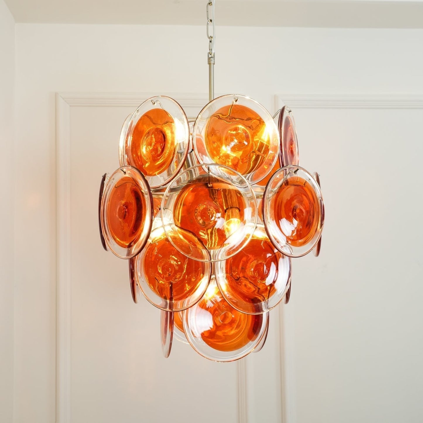 Aurora Chandelier Murano Orange Glass