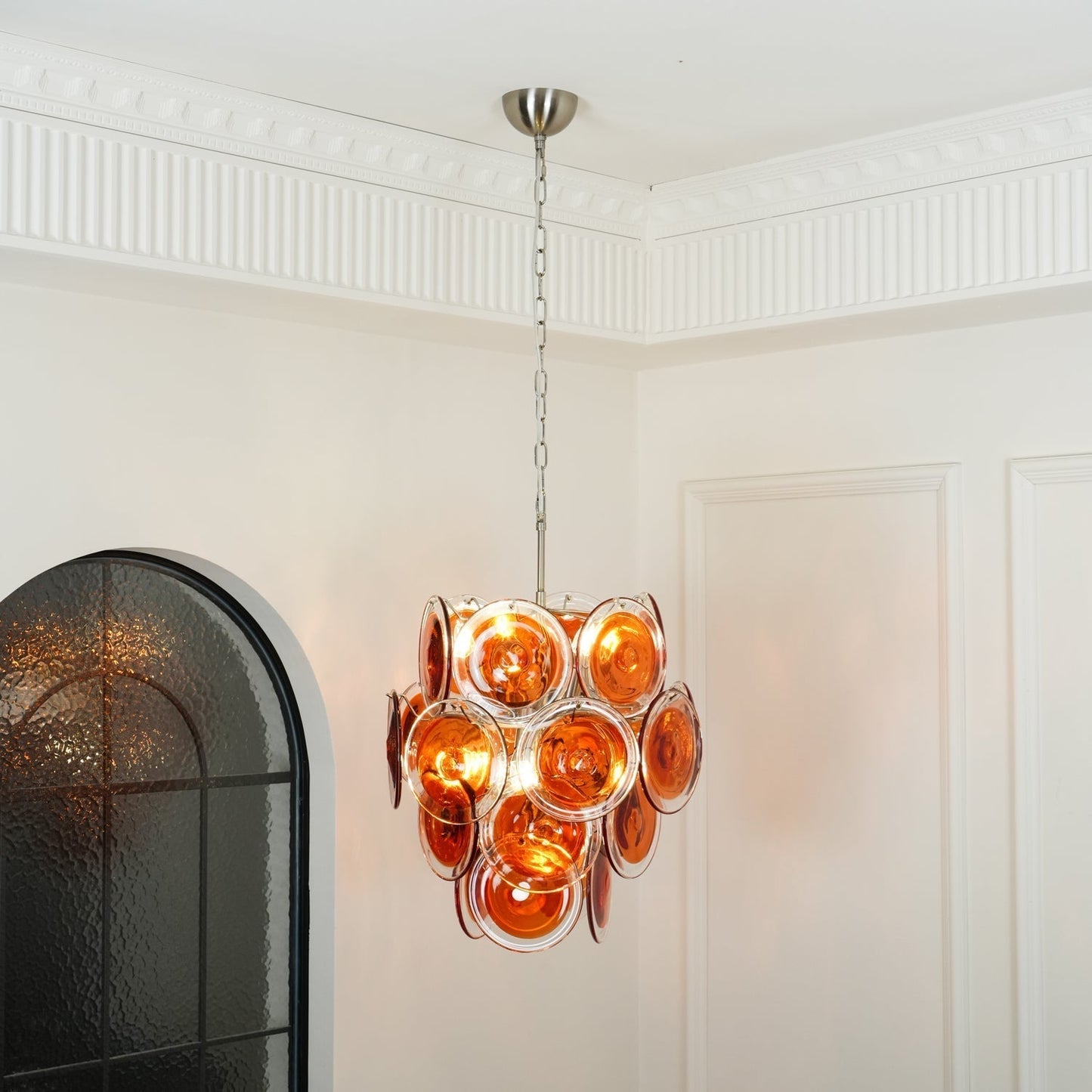 Aurora Chandelier Murano Orange Glass