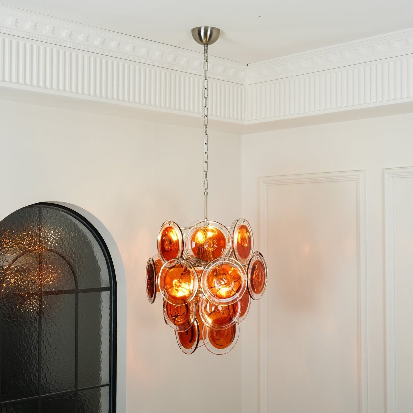 Aurora Chandelier Murano Orange Glass