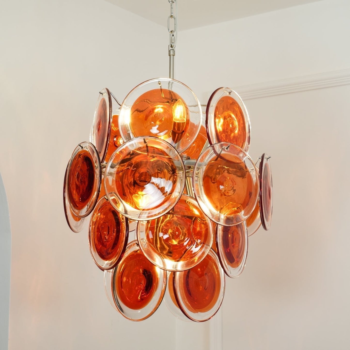 Aurora Chandelier Murano Orange Glass