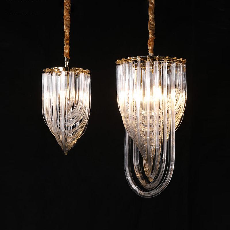 Aurora Chandelier Clear Curved Tiered
