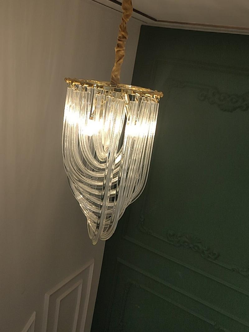 Aurora Chandelier Clear Curved Tiered