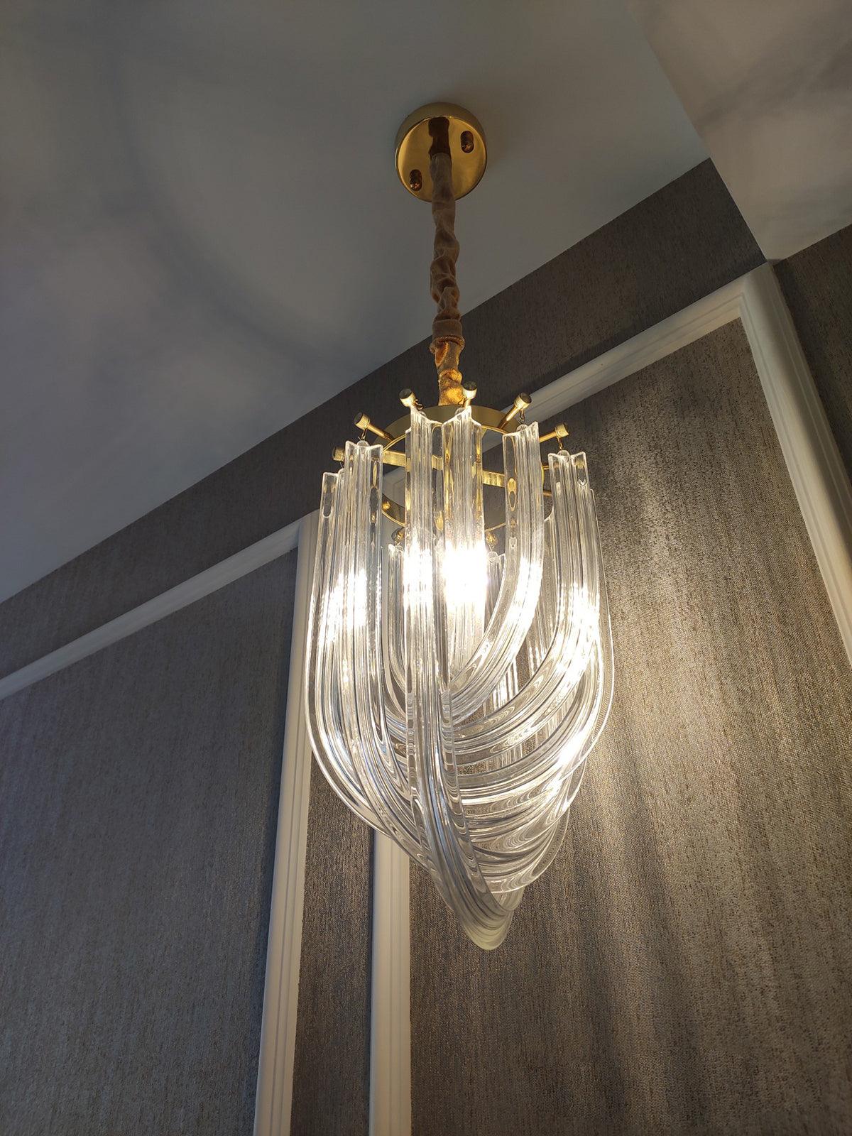 Aurora Chandelier Clear Curved Tiered