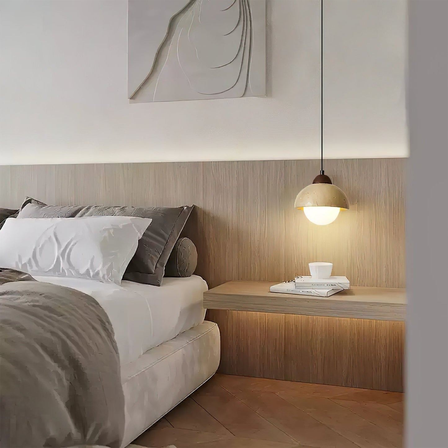 Orzora Dome-shaped Travertine Pendant Light