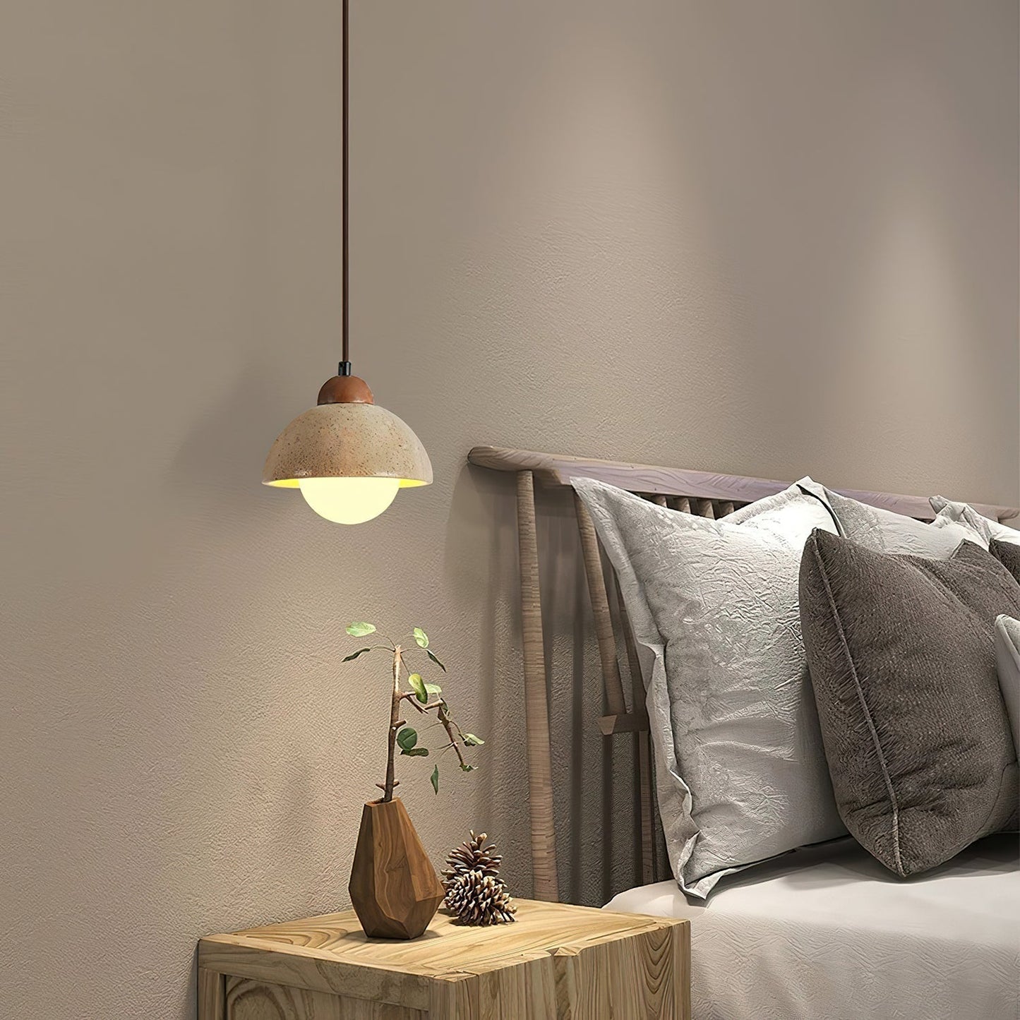 Orzora Dome-shaped Travertine Pendant Light