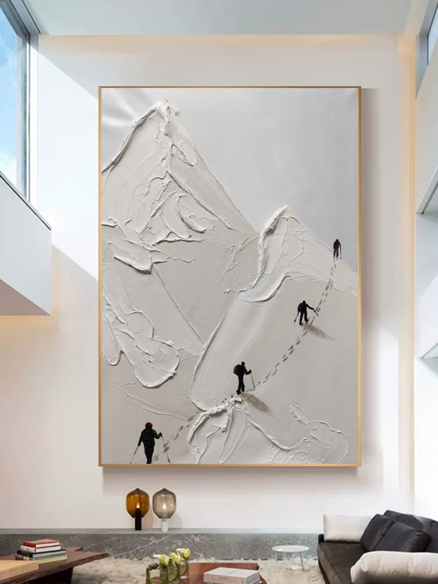 Skier Plaster Art Texture Wall Art