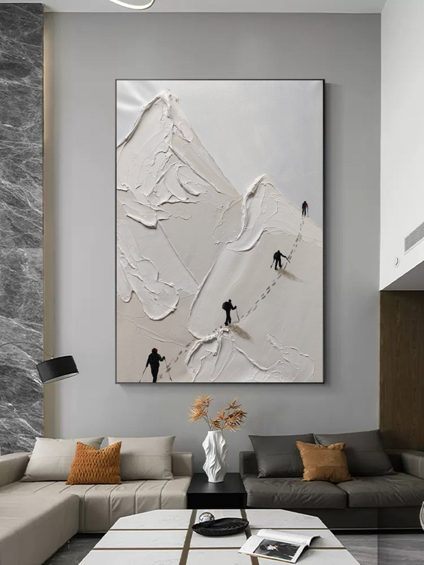 Skier Plaster Art Texture Wall Art