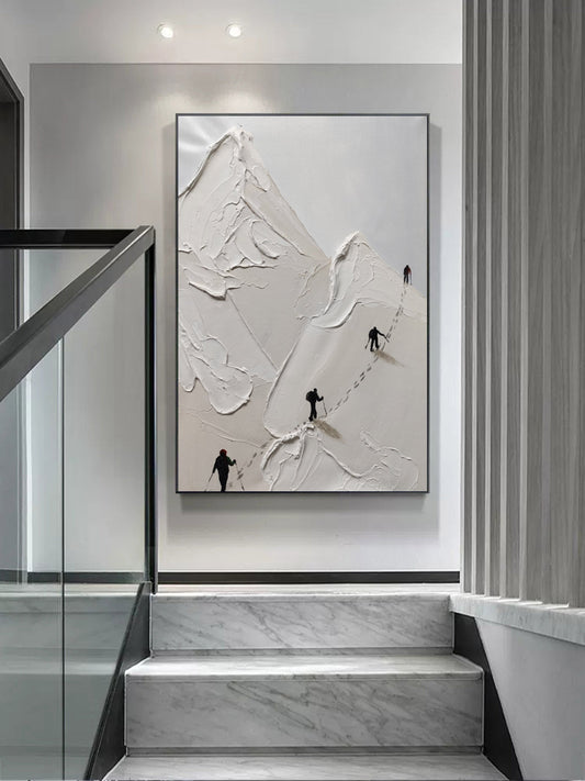 Skier Plaster Art Texture Wall Art