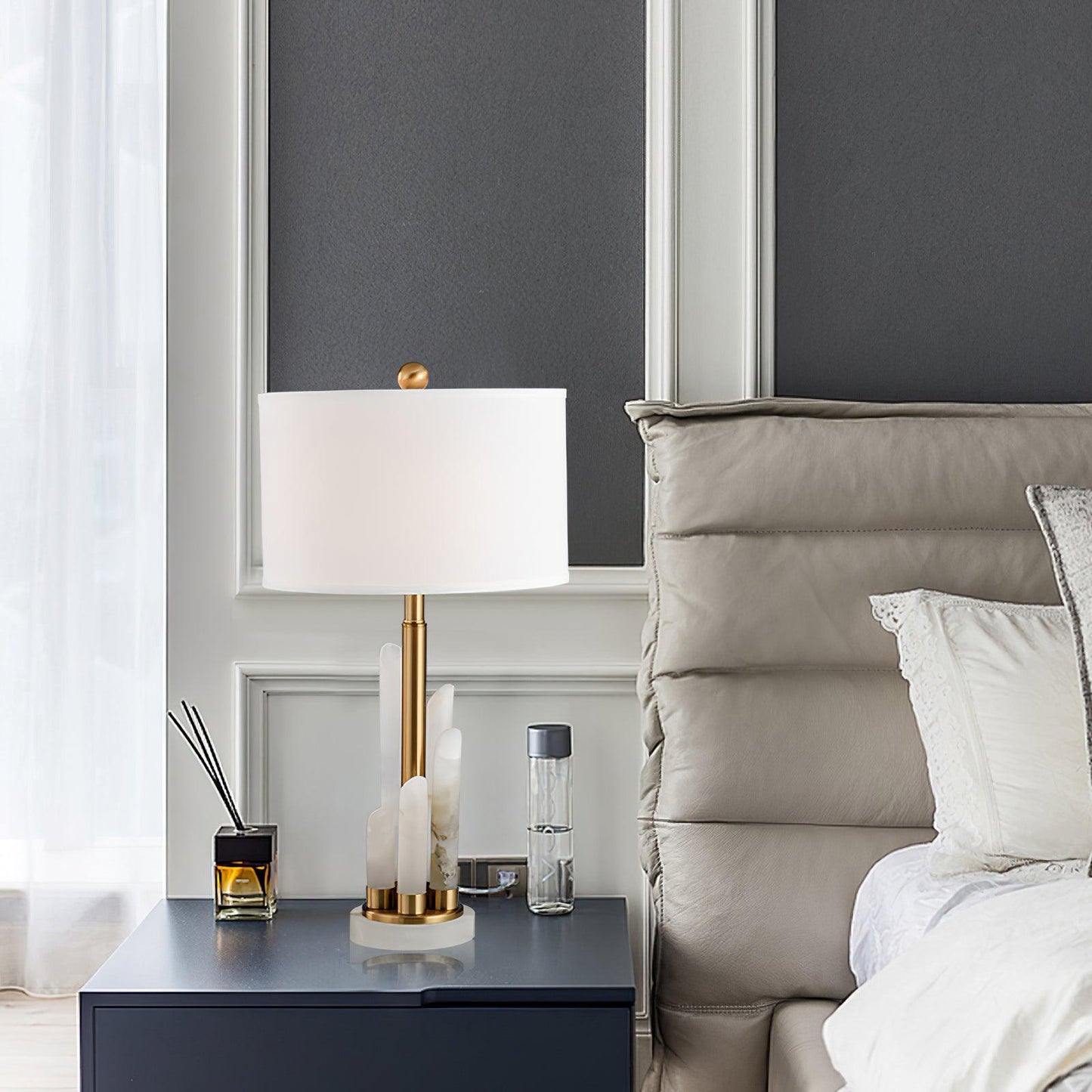 Olvenor Cylindrical Alabaster Table Lamp