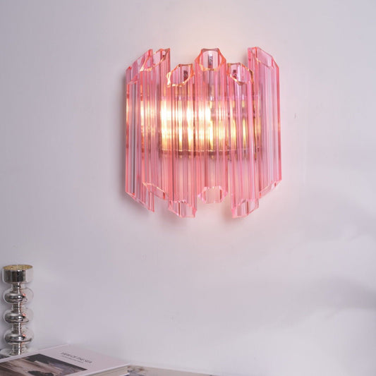 Aurora Wall Lamp Pink Murano Glass Tube