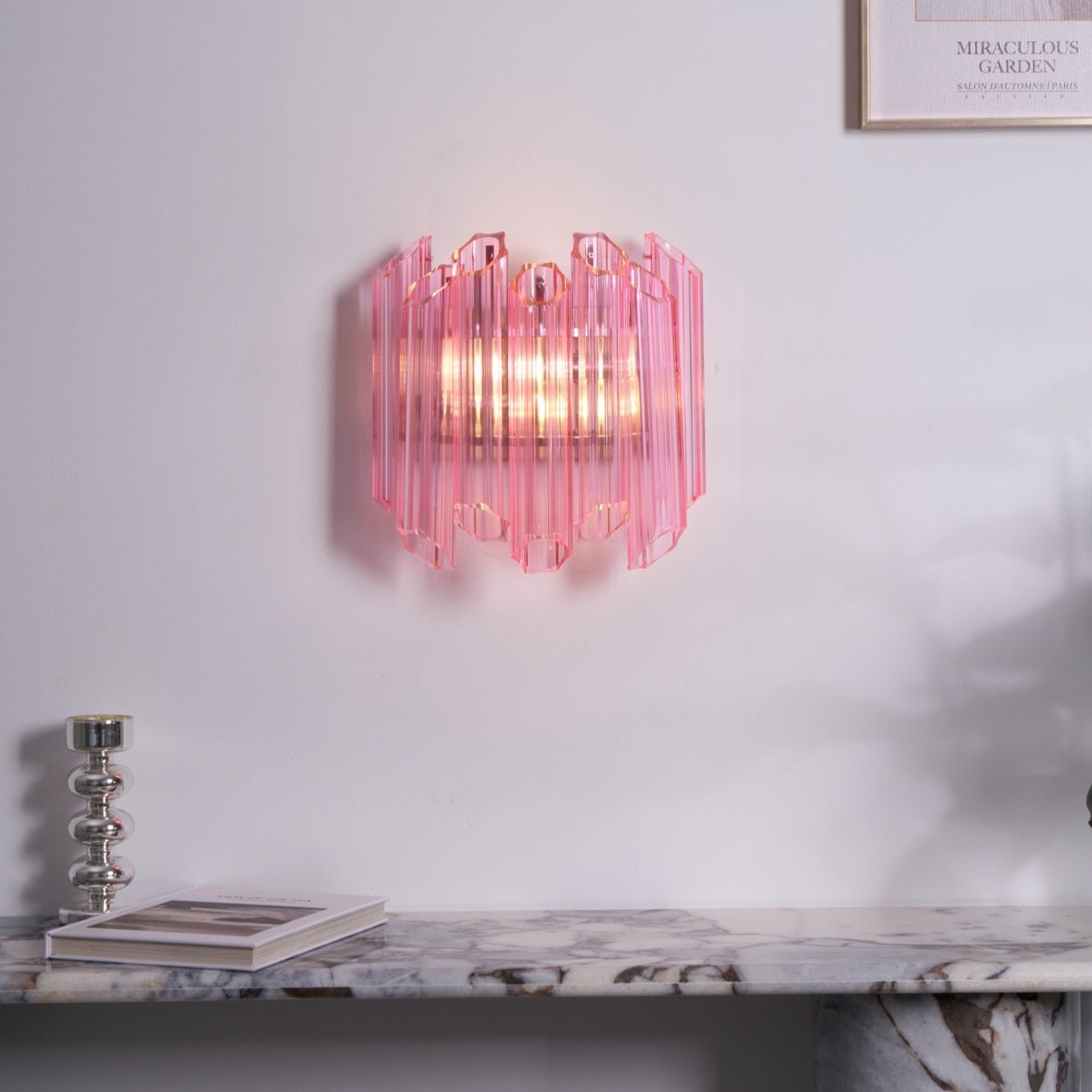 Aurora Wall Lamp Pink Murano Glass Tube