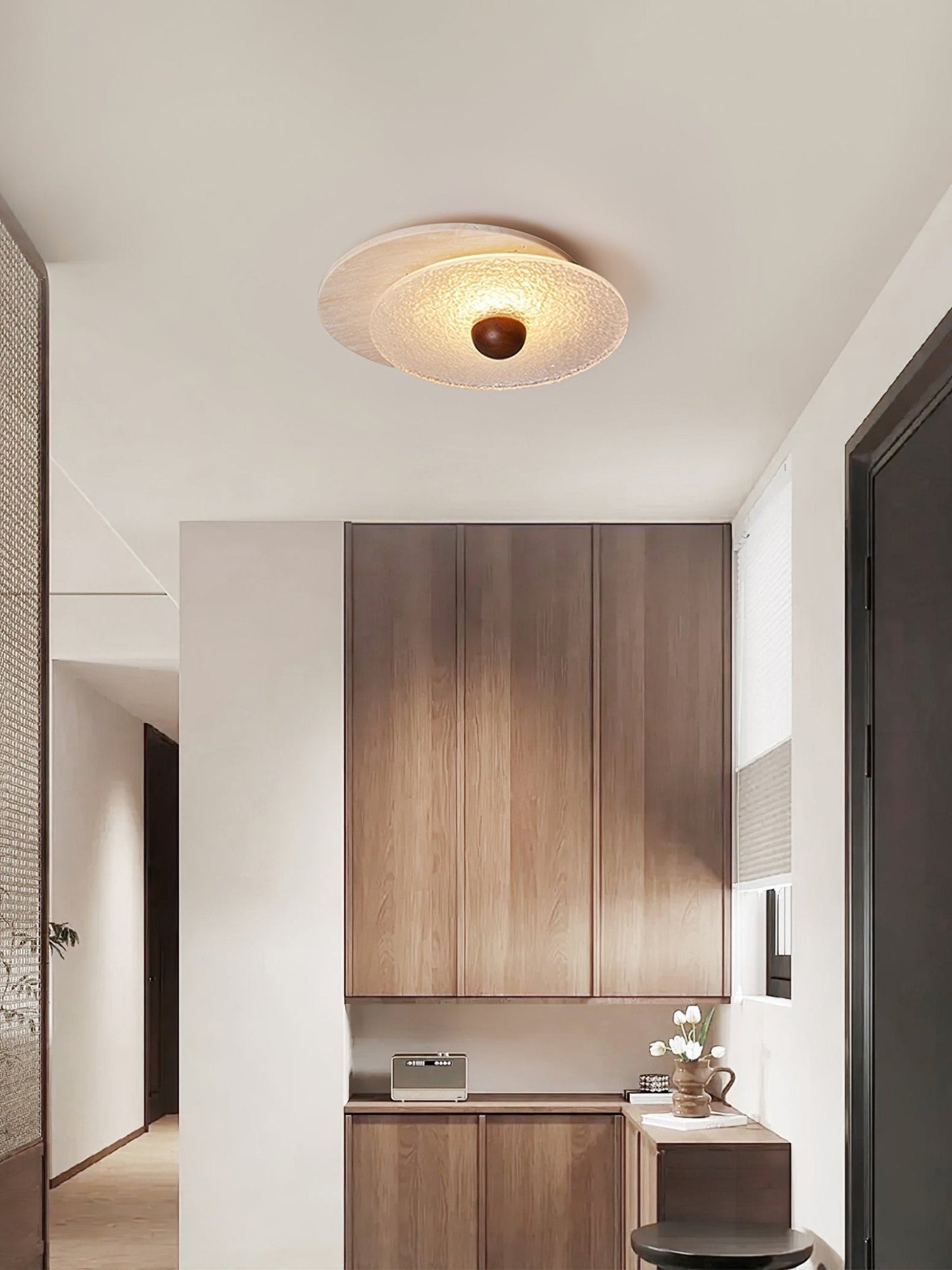 Orlora Circular Travertine Ceiling Light