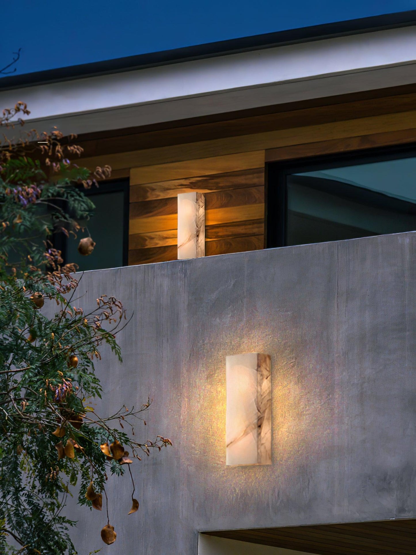 Orvian Minimalist Alabaster Outdoor Wall Light