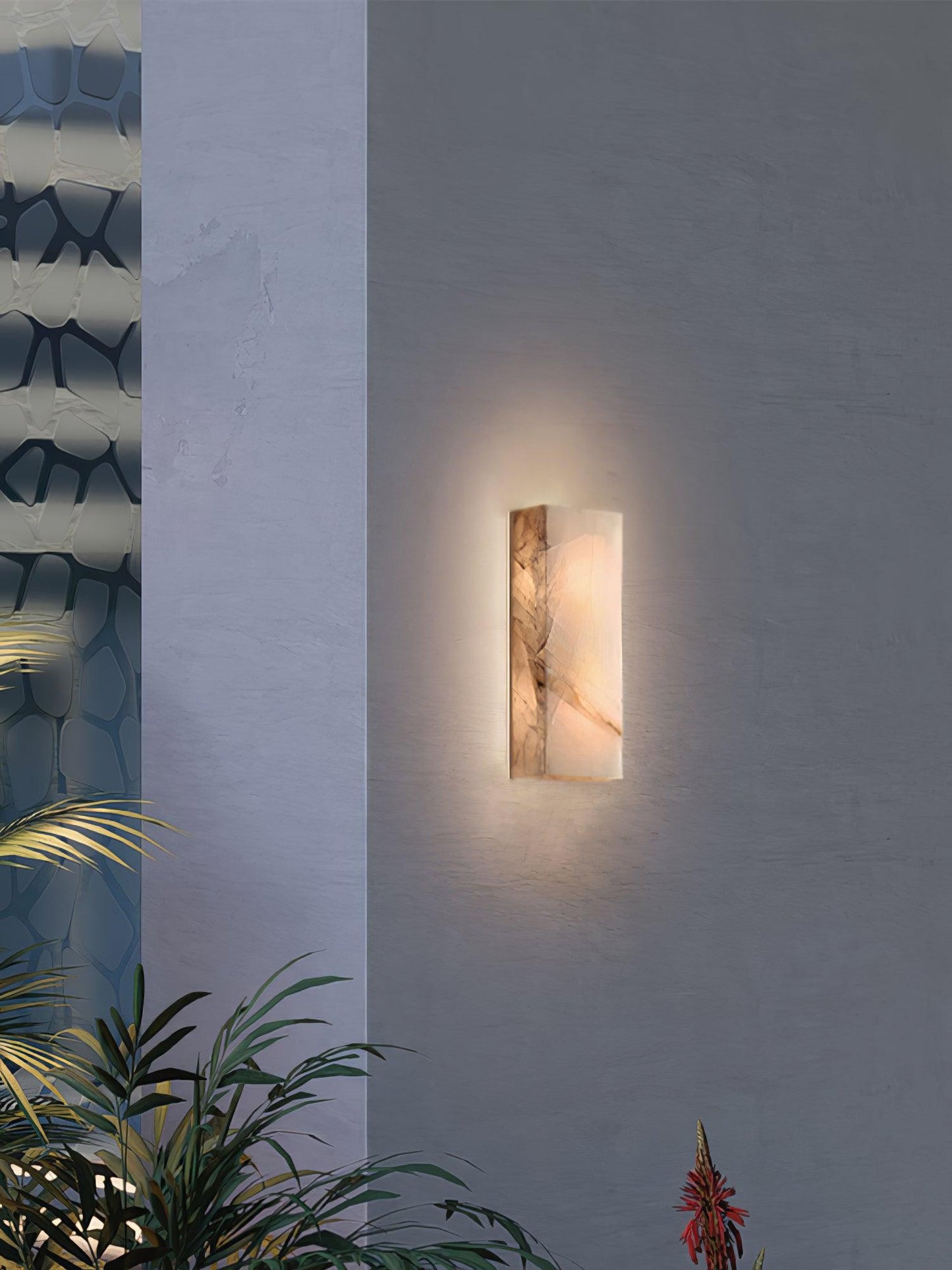 Orvian Minimalist Alabaster Outdoor Wall Light