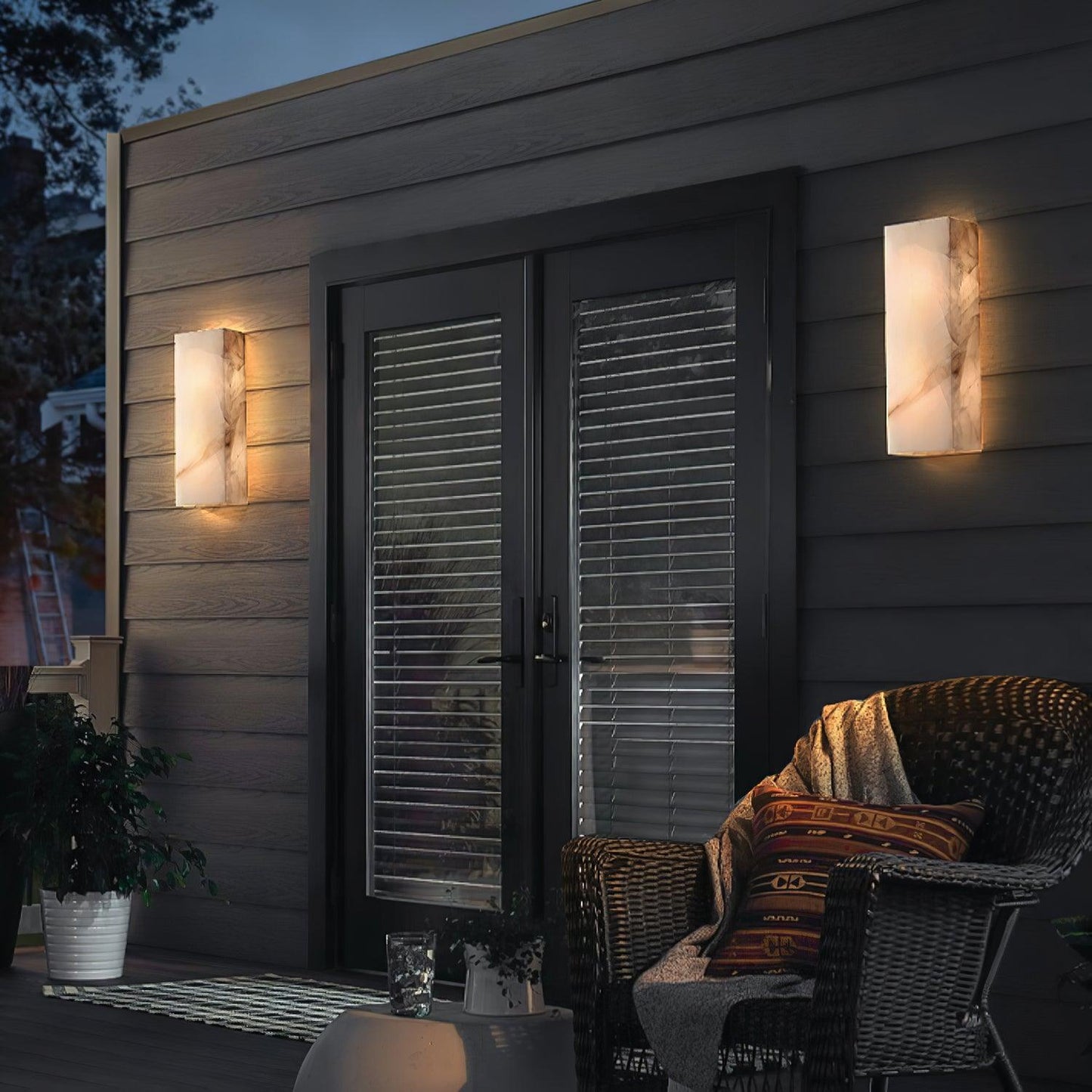 Orvian Minimalist Alabaster Outdoor Wall Light