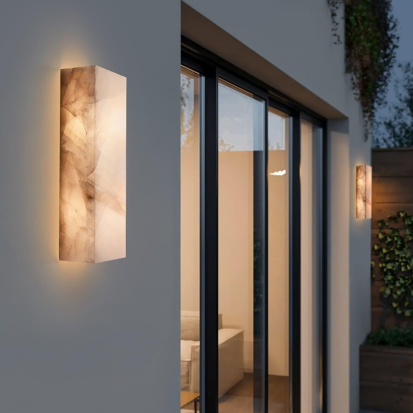 Orvian Minimalist Alabaster Outdoor Wall Light