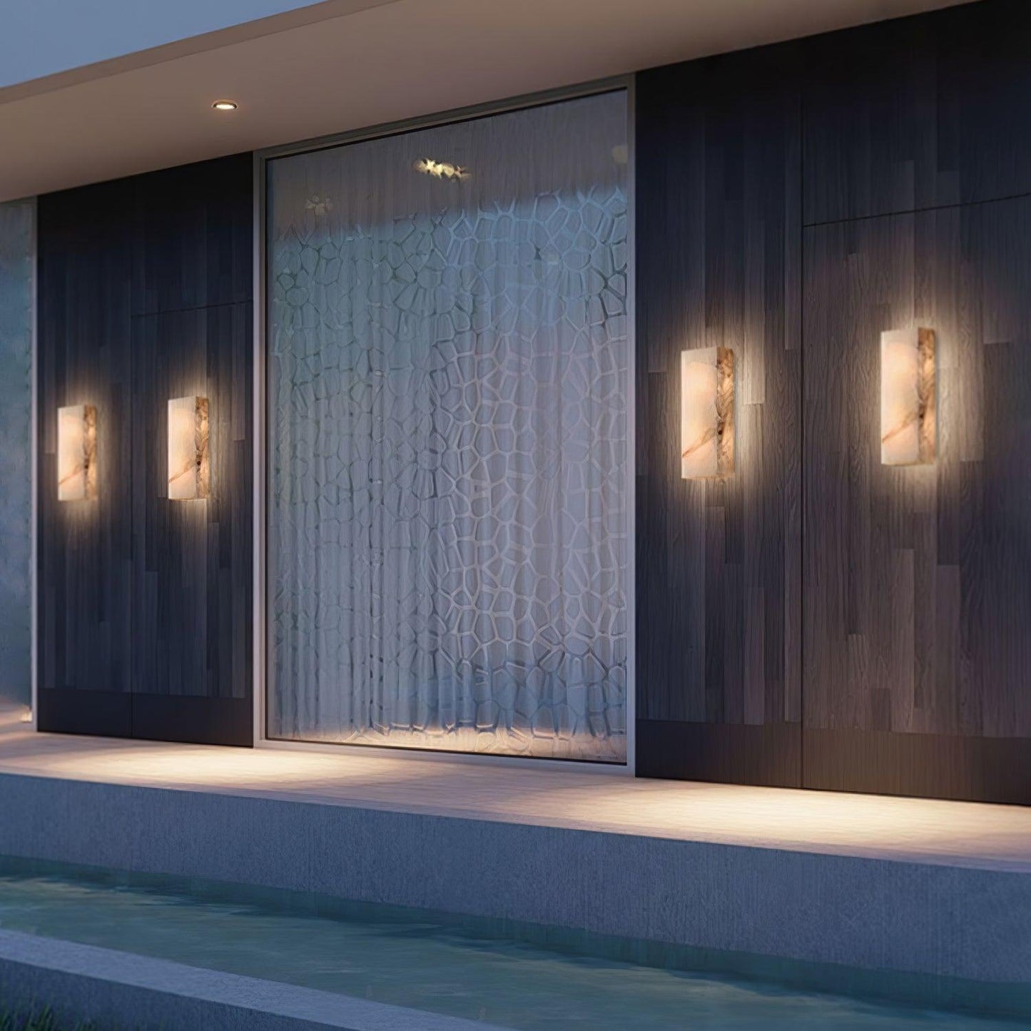 Orvian Minimalist Alabaster Outdoor Wall Light