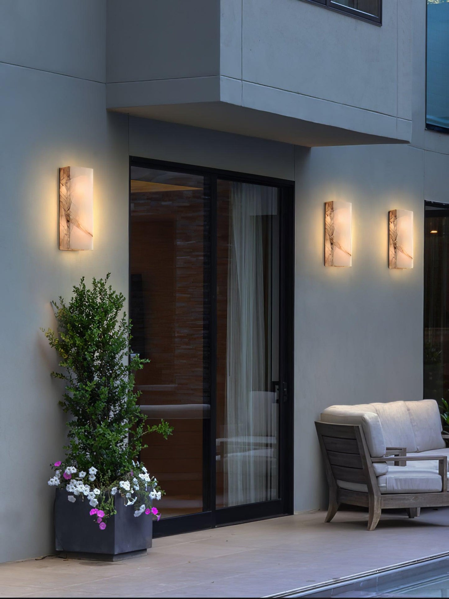 Orvian Minimalist Alabaster Outdoor Wall Light