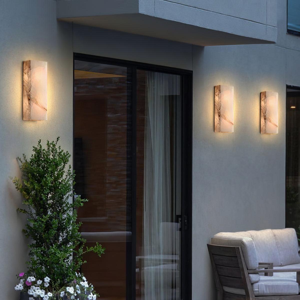Orvian Minimalist Alabaster Outdoor Wall Light