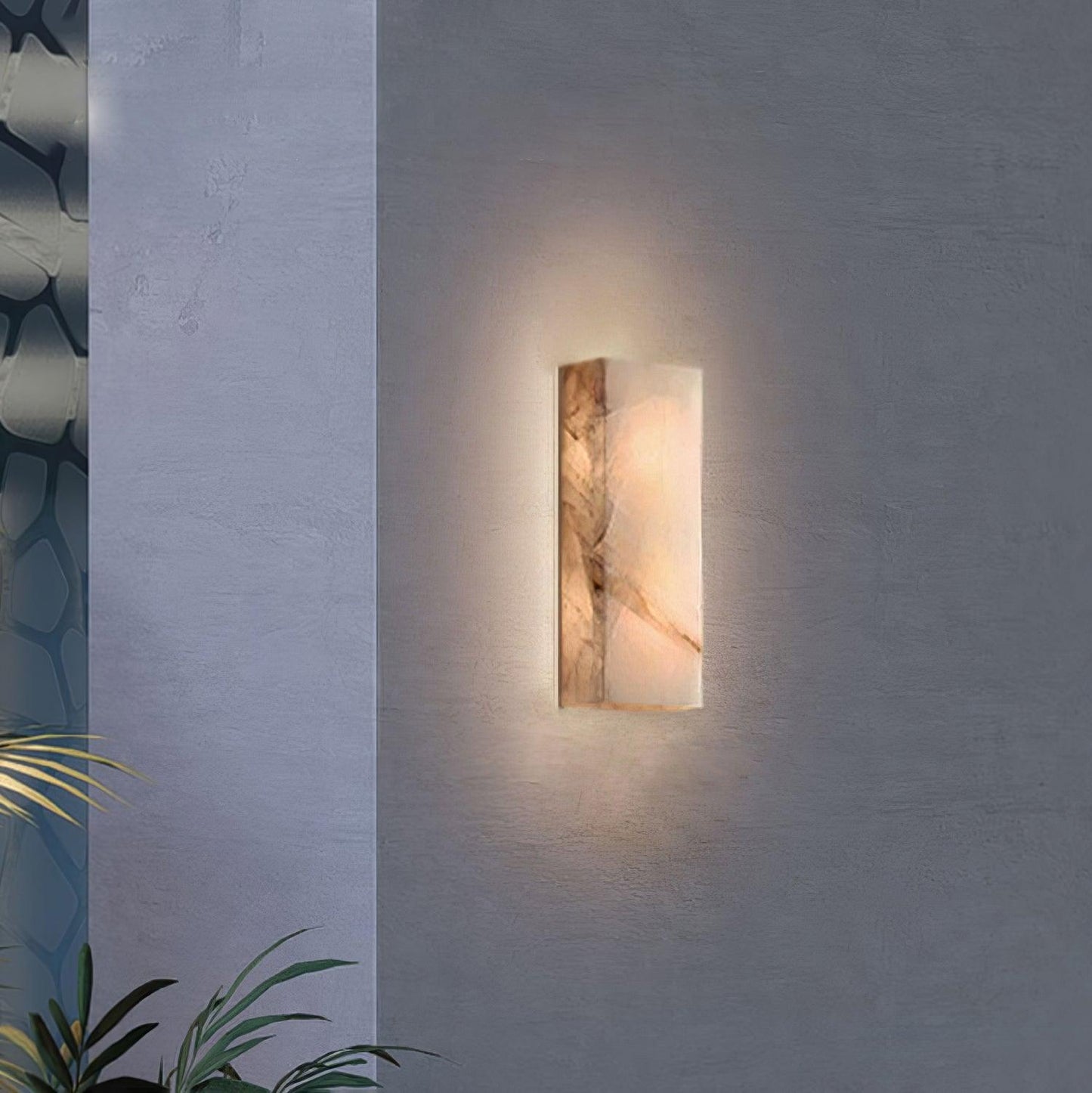 Orvian Minimalist Alabaster Outdoor Wall Light