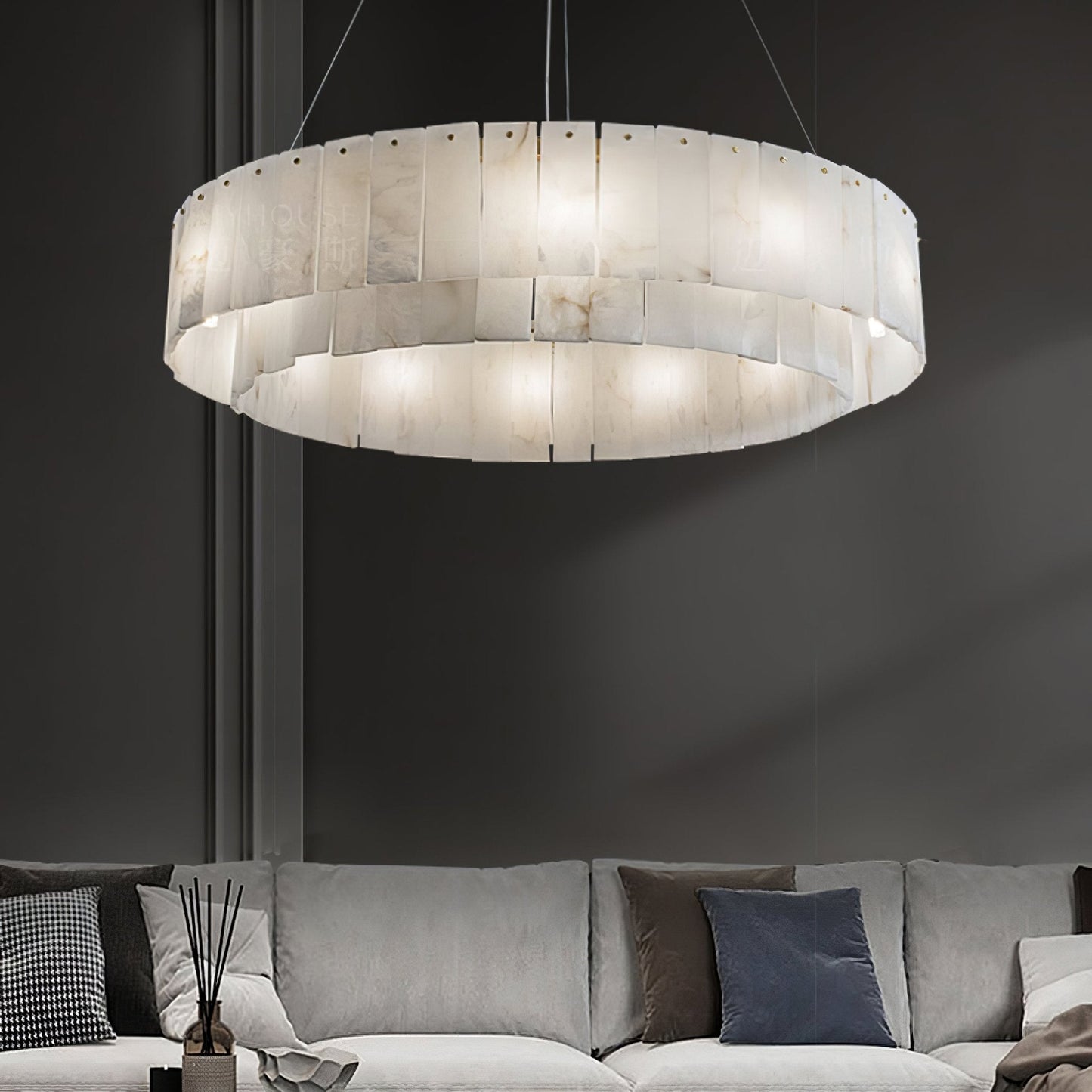 Zelaean Alabaster Round Pendant Light