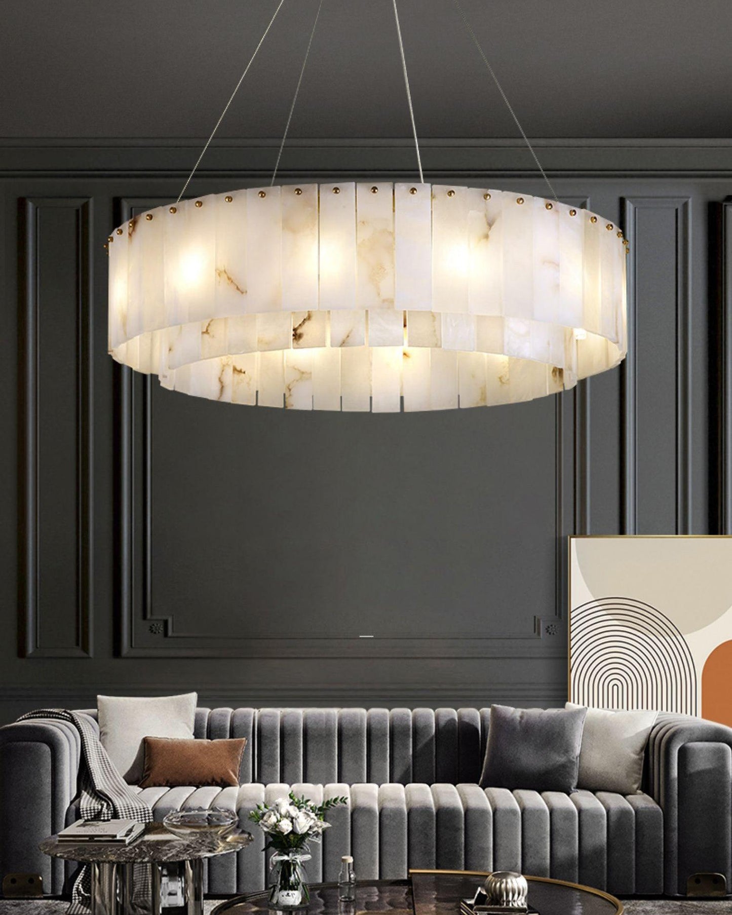 Zelaean Alabaster Round Pendant Light